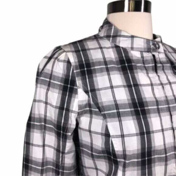 NWT WESC Black & White Long Sleeves Plaid Pattern Bomber Jacket Size Small - Picture 2 of 11